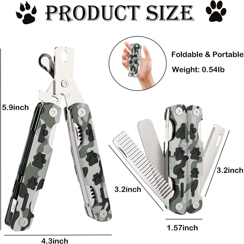 4 in 1 Professional Heavy Duty Metal Dog Cat Nail Trimmer with Nail File Grooming Comb Dog Toenail Clipper Pet Nail Clipper for