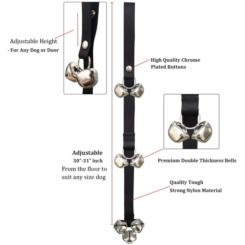 Dog Doorbells House training Dog Door Bells for Training Your Puppy with Doorbell Black