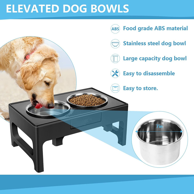 Adjusts to Heights Double Stainless Steel Bowls For Indoor use