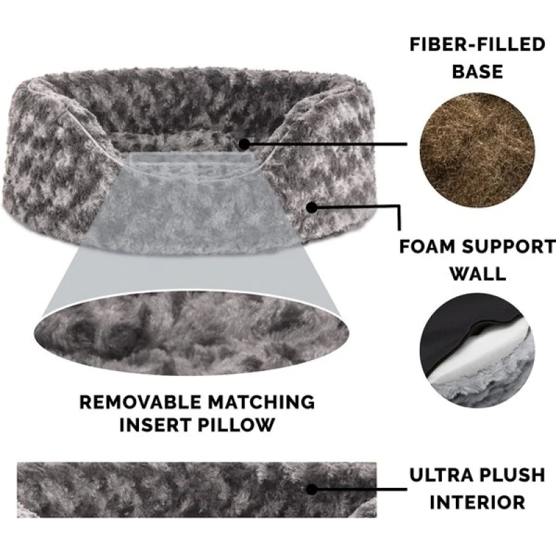 Ultra Plush Oval Bolster Pet Bed Cat Dog Bed Removable Cover Warm Midwest Bolster Pet Beds
