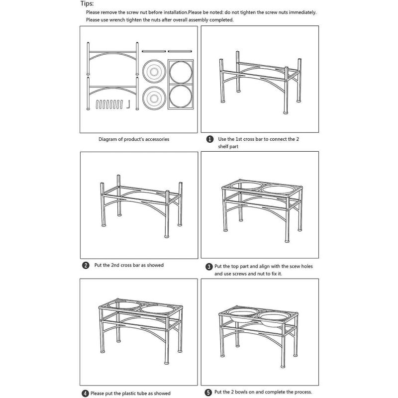 Water Diner Stand Set Bowls Raised Pet Feeder