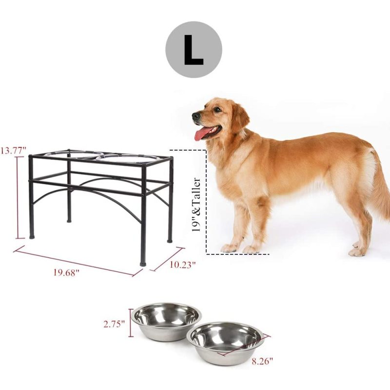 Water Diner Stand Set Bowls Raised Pet Feeder