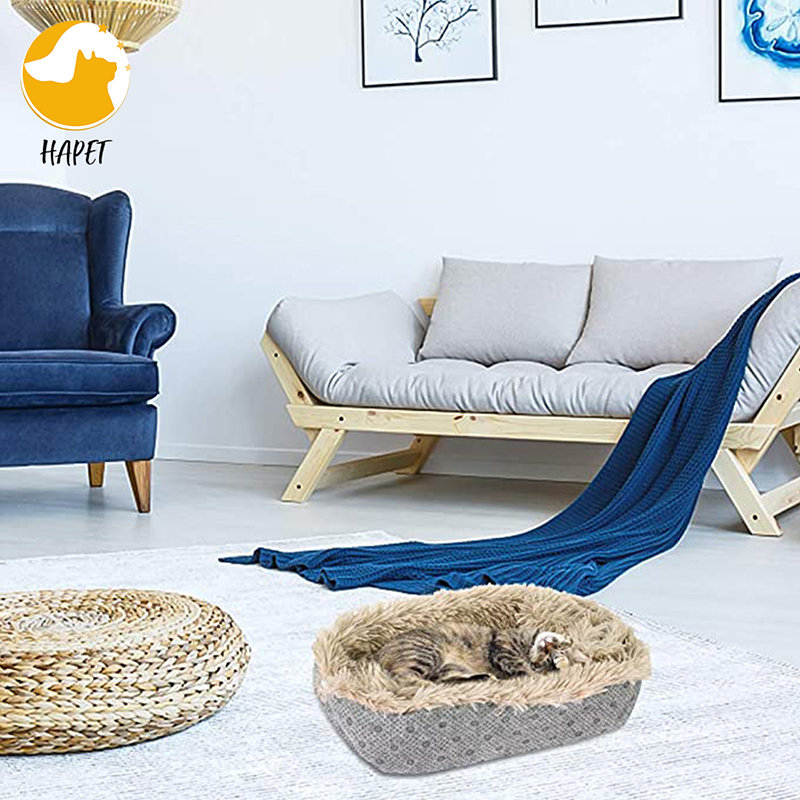 Machine Washable Cat Cushion Function 2 in 1 Soft Plush Fluffy Blanket Sofa Pet Bed for Dogs Cats