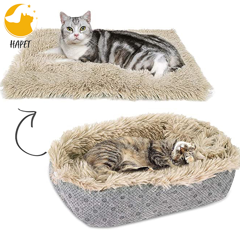 Machine Washable Cat Cushion Function 2 in 1 Soft Plush Fluffy Blanket Sofa Pet Bed for Dogs Cats