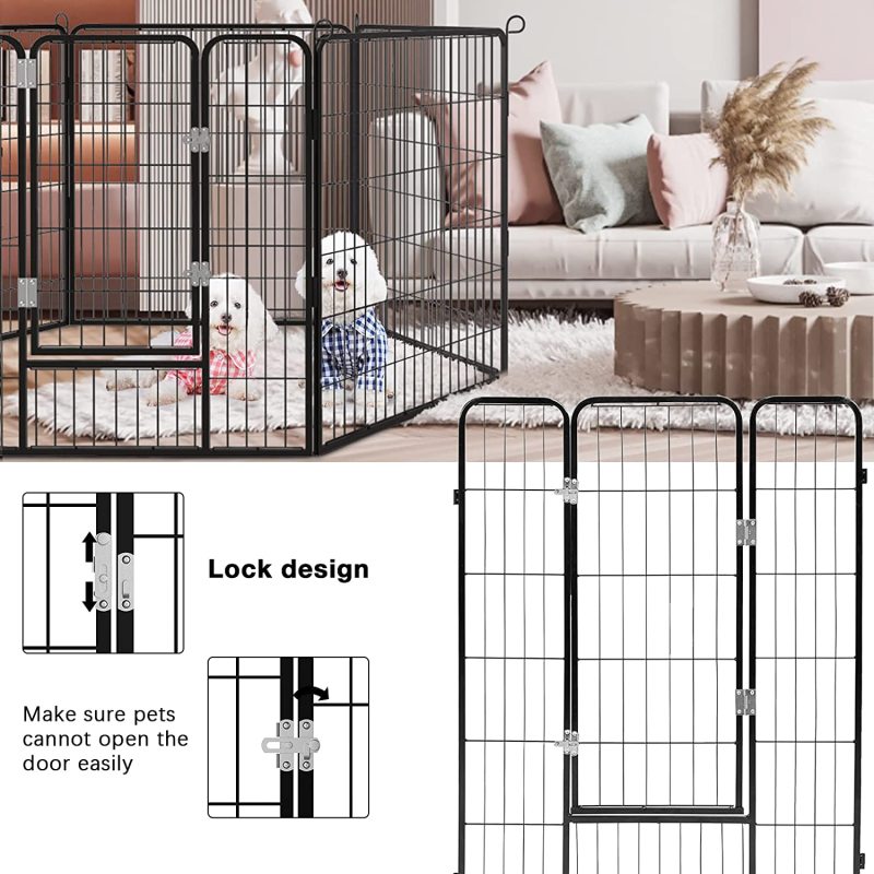 Dog Exercise Pen Metal Portable Dog Playpen for Indoor Outdoor
