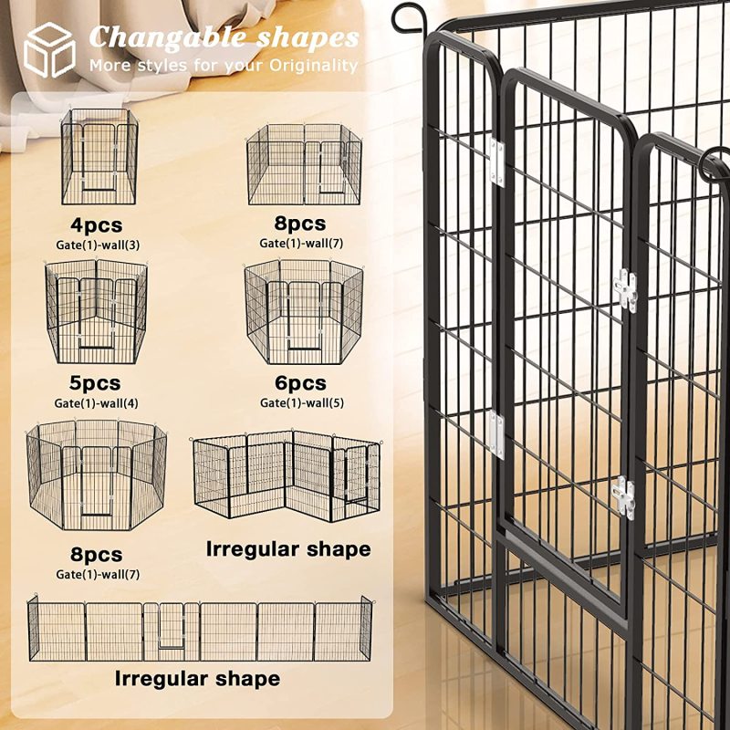 Dog Exercise Pen Metal Portable Dog Playpen for Indoor Outdoor