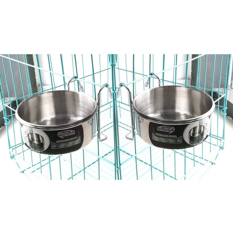 Bunny Feeder with Hook Non Spill Stainless Steel Bowl for Dogs Cats in Crate Cage