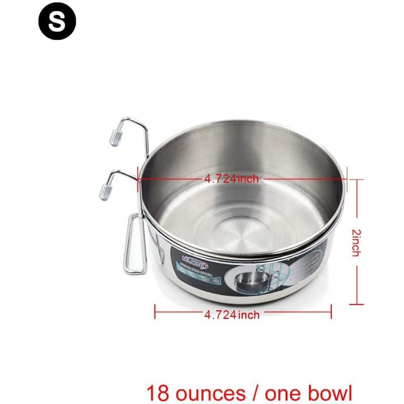 Bunny Feeder with Hook Non Spill Stainless Steel Bowl for Dogs Cats in Crate Cage