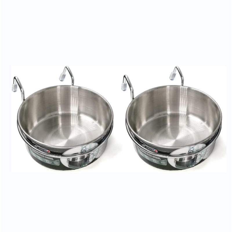 Bunny Feeder with Hook Non Spill Stainless Steel Bowl for Dogs Cats in Crate Cage