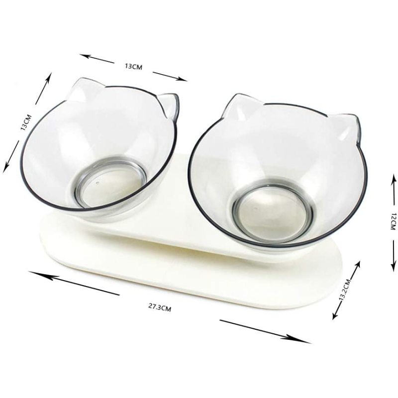 Double Cat Bowl Tilted Platform Cat Feeders Food and Water Bowls,Reduce Neck Pain for Cats and Small Dogs