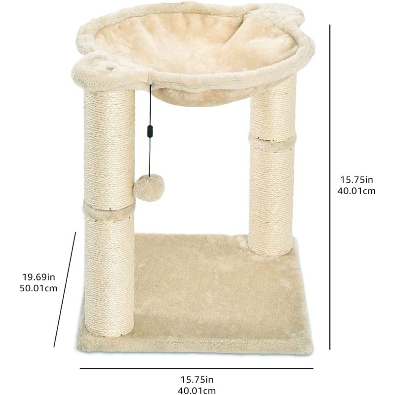 Cat Tower with Hammock and Scratching Posts for Indoor Cats