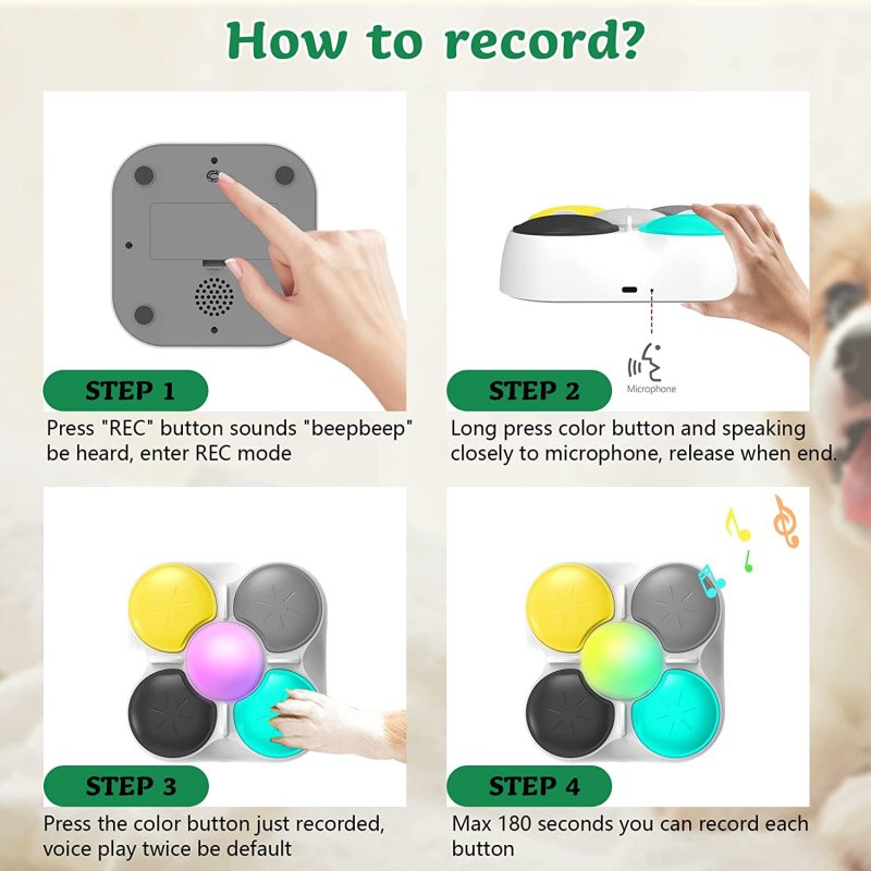 Dog Button for Communication Talking Buttons for Dog Training Voice Recordable Dog Calming Music Player