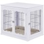 Wooden Wire Pet Kennels with Double Doors Dog House Furniture Style Dog Crate End Table with Cushion