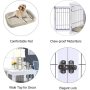 Wooden Wire Pet Kennels with Double Doors Dog House Furniture Style Dog Crate End Table with Cushion