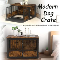 Adjustable Feet Dog Cage Furniture with Removable Tray