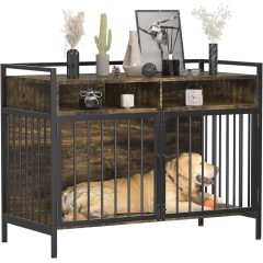 Wooden Large Dog Crate Furniture, Heavy Duty Dog Cages for Medium/ Small Dogs Indoor, Super Sturdy Large Dog Kennel