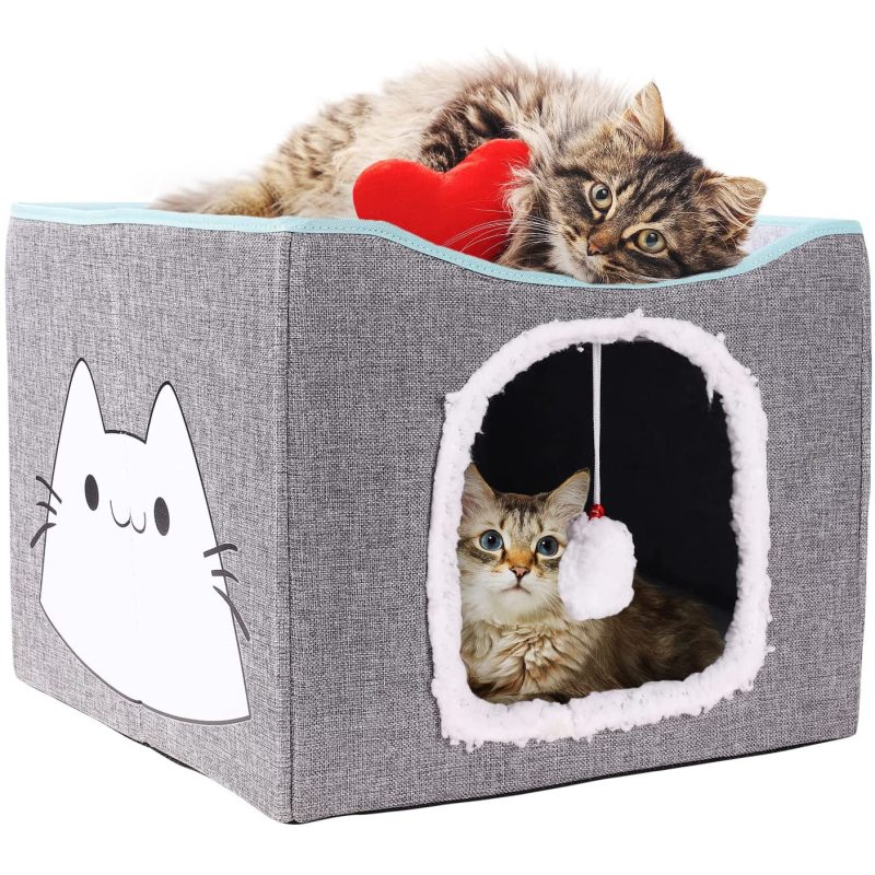 Removable Sisal Rope Cat Scratcher Cat Cave House Fold able Fluffy Ball Hanging for Kitty Play