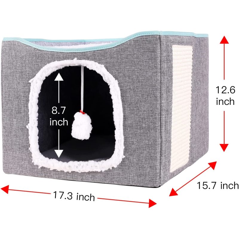 Removable Sisal Rope Cat Scratcher Cat Cave House Fold able Fluffy Ball Hanging for Kitty Play