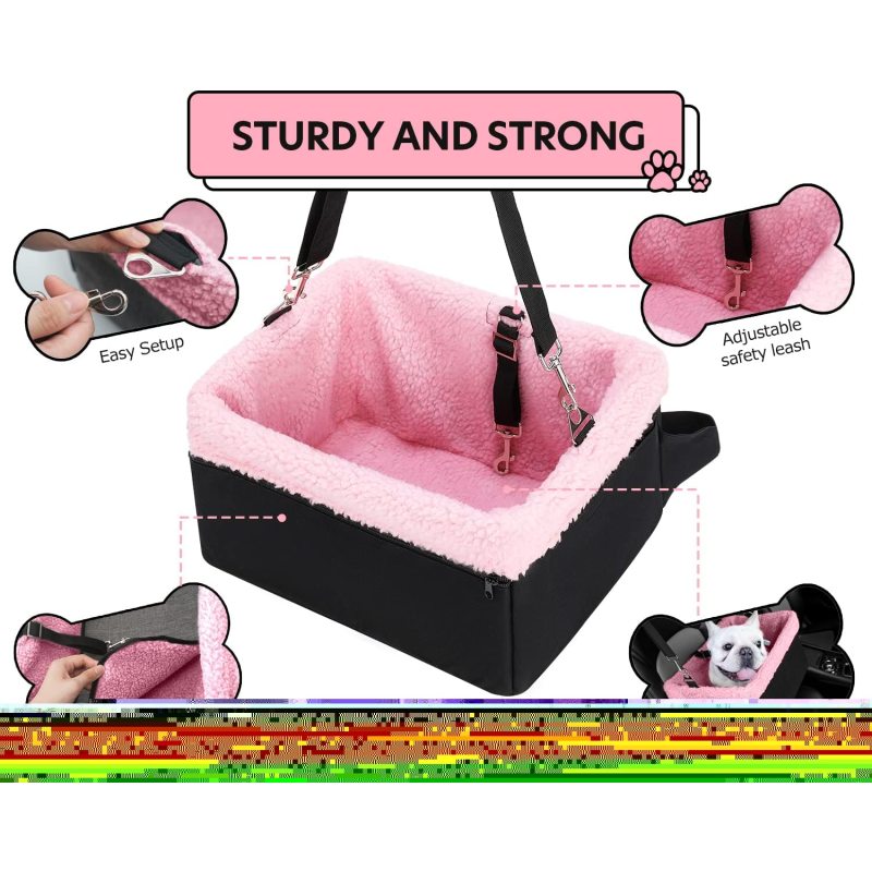 Puppy Car Seat Upgrade Deluxe Portable Pet Dog Booster Car Seat with Clip-On Safety Leash,Perfect for Small Pets