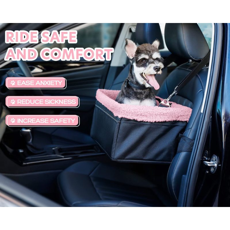 Puppy Car Seat Upgrade Deluxe Portable Pet Dog Booster Car Seat with Clip-On Safety Leash,Perfect for Small Pets