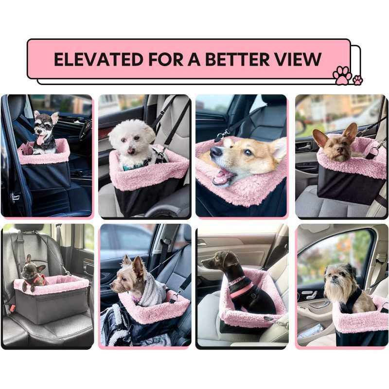Puppy Car Seat Upgrade Deluxe Portable Pet Dog Booster Car Seat with Clip-On Safety Leash,Perfect for Small Pets