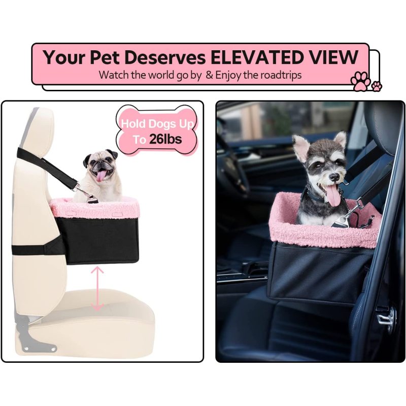 Puppy Car Seat Upgrade Deluxe Portable Pet Dog Booster Car Seat with Clip-On Safety Leash,Perfect for Small Pets