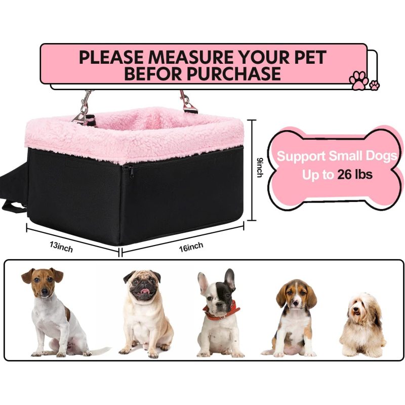 Puppy Car Seat Upgrade Deluxe Portable Pet Dog Booster Car Seat with Clip-On Safety Leash,Perfect for Small Pets