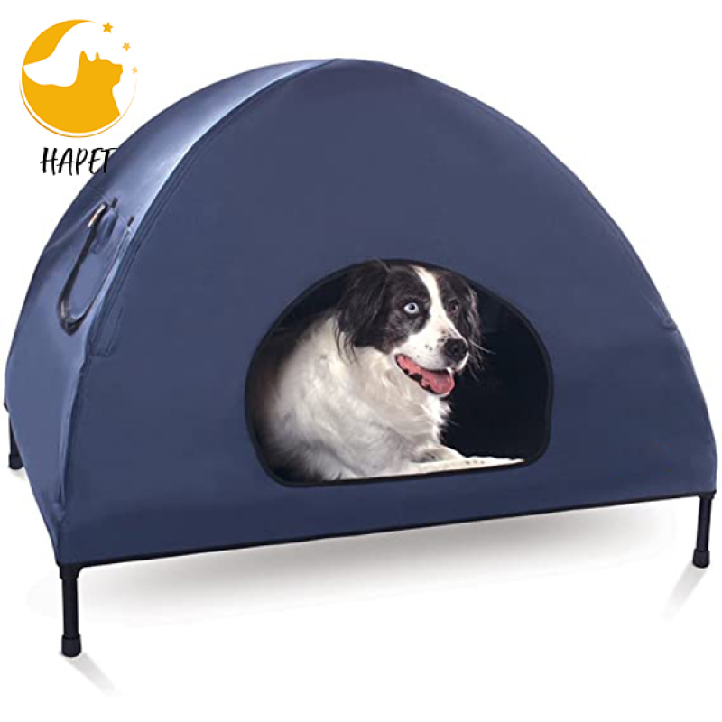Elevated Dog Cot with Canopy, Durable 1680D Oxford Fabric Pet Bed for Indoor and Outdoor Use