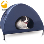 Elevated Dog Cot with Canopy, Durable 1680D Oxford Fabric Pet Bed for Indoor and Outdoor Use