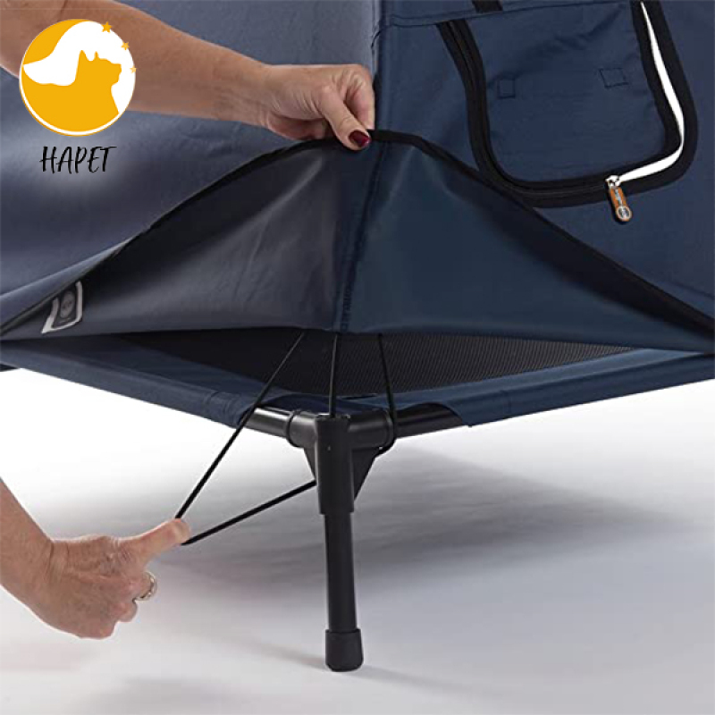 Elevated Dog Cot with Canopy, Durable 1680D Oxford Fabric Pet Bed for Indoor and Outdoor Use