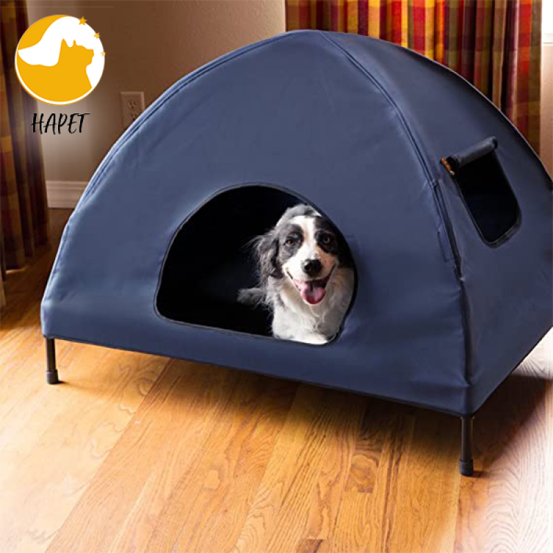 Elevated Dog Cot with Canopy, Durable 1680D Oxford Fabric Pet Bed for Indoor and Outdoor Use