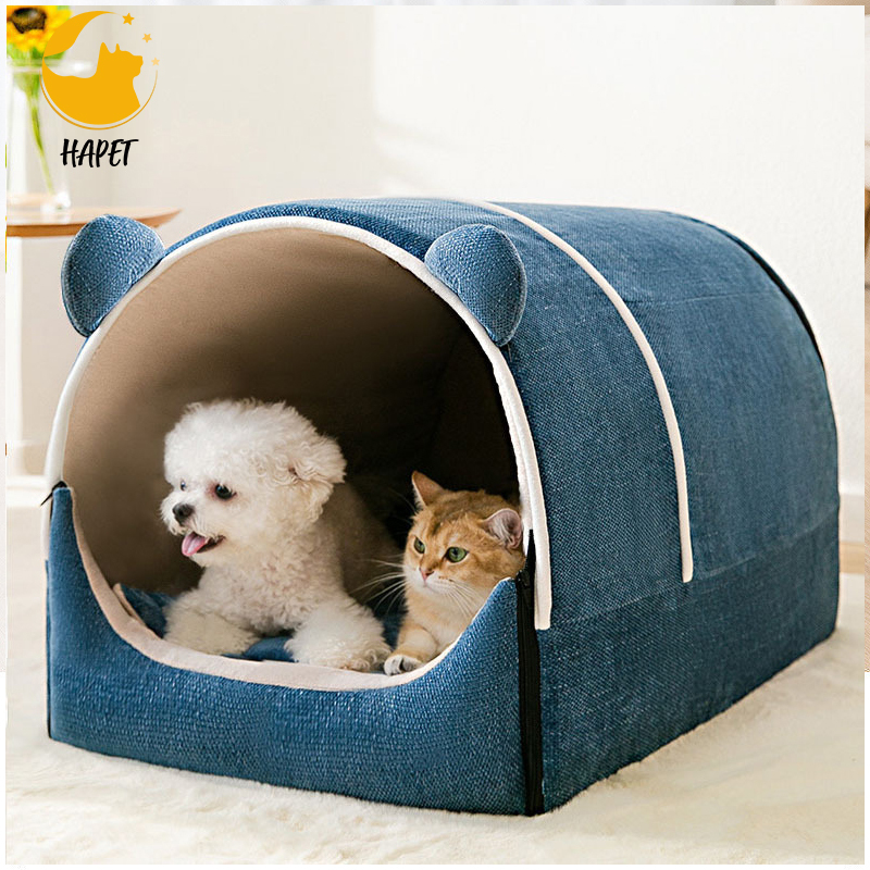Self-Warming Foldable Cave House Nest Pet Sleeping Bed for Cats and Small Dogs