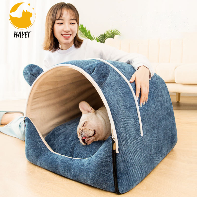 Self-Warming Foldable Cave House Nest Pet Sleeping Bed for Cats and Small Dogs
