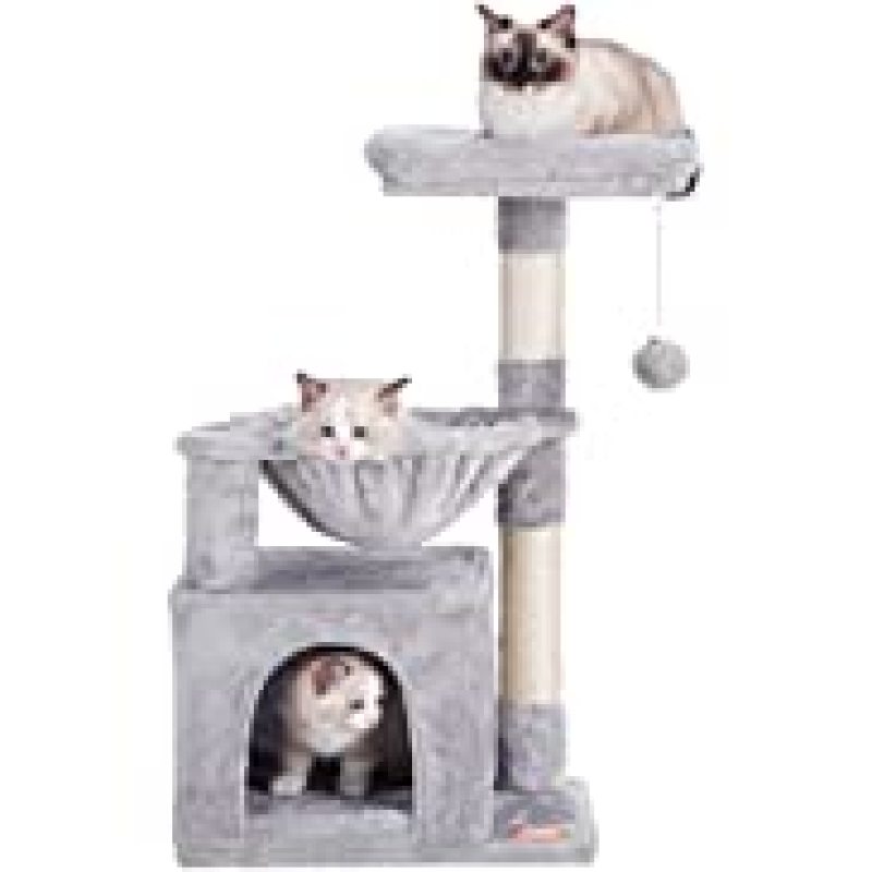 Cat Tower for Indoor Cats ,Multi-Level Cat Furniture Condo for Large Cat Tree with Padded Plush Perch, Cozy Basket