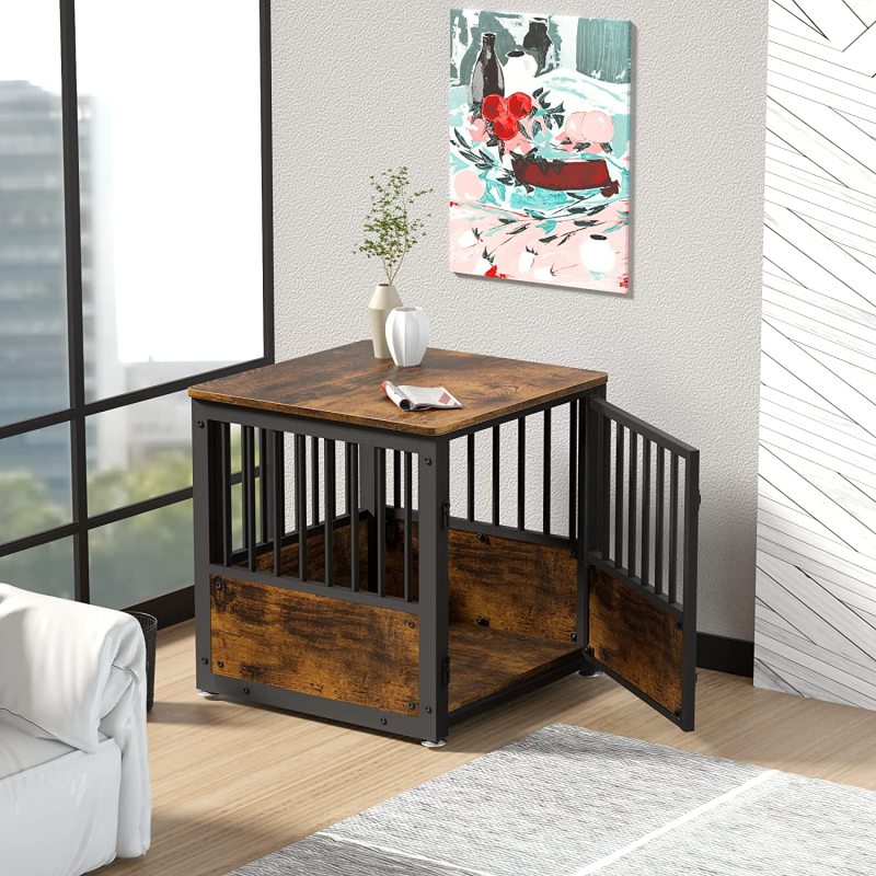 Decorative Pet House End Table Dog Crate Furniture Wooden Cage Kennel For Indoor