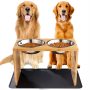 Feeding Station Bamboo Stainless Steel Raised Bowls Comes with a Nonslip Pad