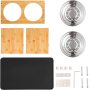 Feeding Station Bamboo Stainless Steel Raised Bowls Comes with a Nonslip Pad