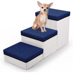 Upgrade Folding Pet Stairs, Screw Connection 3 Steps Foldable Dogs Stair for Small to Medium Dog and Pet, Pet Storage Stepper fo