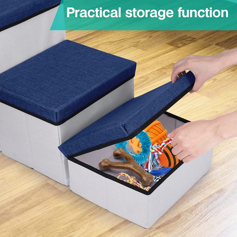 Upgrade Folding Pet Stairs, Screw Connection 3 Steps Foldable Dogs Stair for Small to Medium Dog and Pet, Pet Storage Stepper fo