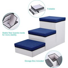 Upgrade Folding Pet Stairs, Screw Connection 3 Steps Foldable Dogs Stair for Small to Medium Dog and Pet, Pet Storage Stepper fo