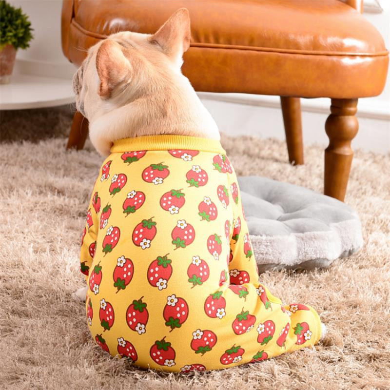 Dog Jumpsuit Pajamas Adorable Printing Warmer Soft Dog Suit Four Legs Pajamas Pet Clothing Jumpsuit Pet Cotton Dog Pajamas