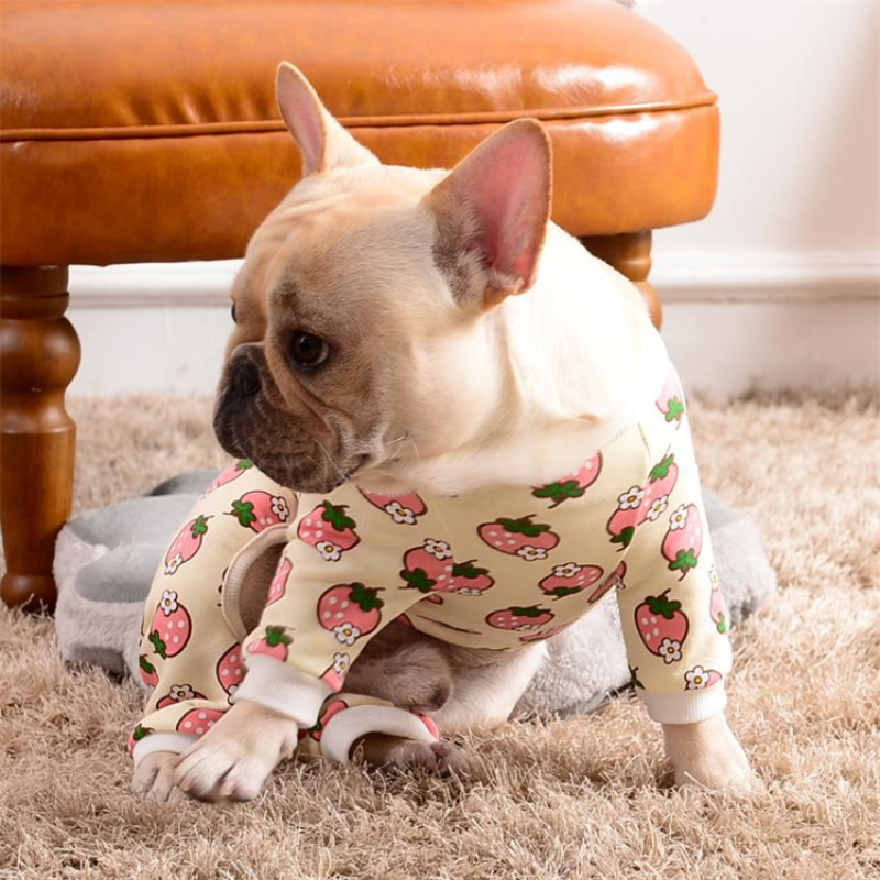 Dog Jumpsuit Pajamas Adorable Printing Warmer Soft Dog Suit Four Legs Pajamas Pet Clothing Jumpsuit Pet Cotton Dog Pajamas