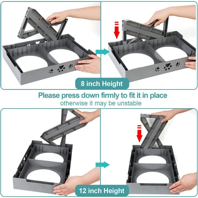 Adjustable Raised Elevated Dog Bowls Food Bowls Stand Non-Slip For Dog