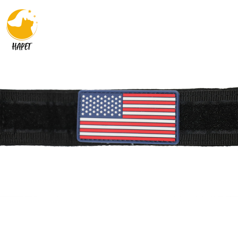 Tactical Nylon Dog Collar with USA American Flag Dog Collar Thick with Handle