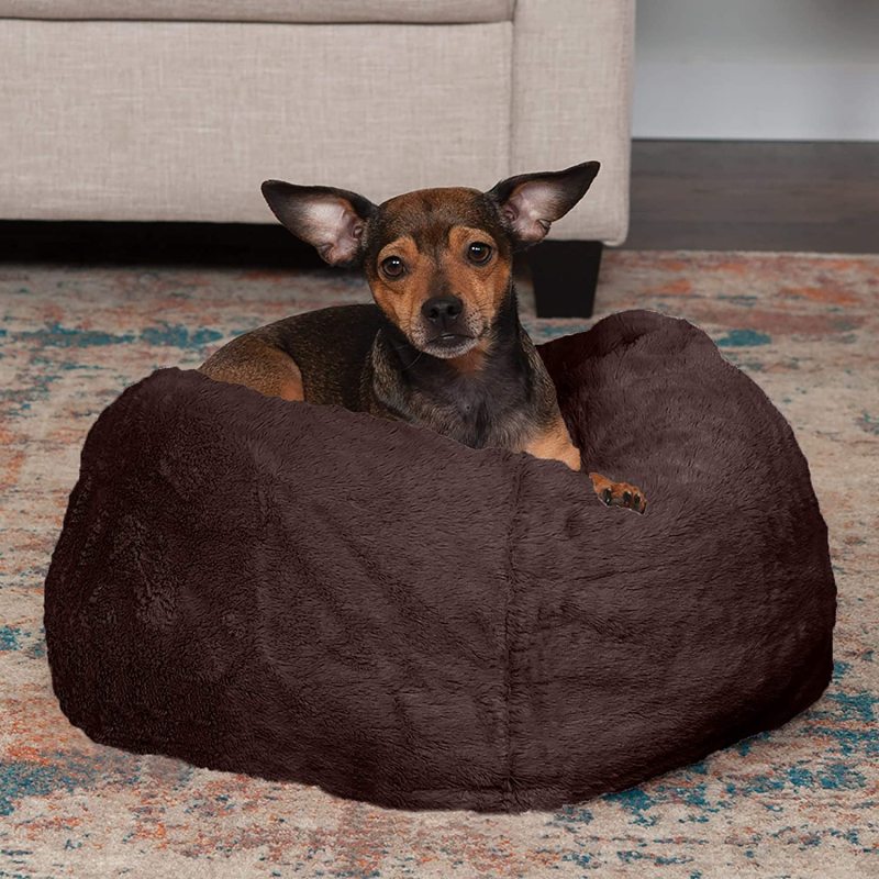 High Bolster Self Warming Beanbag Style Dog Cat Ball Bed Indoor Outdoor Calming luxurious Washable Pet Bed Mat for Dogs Cats