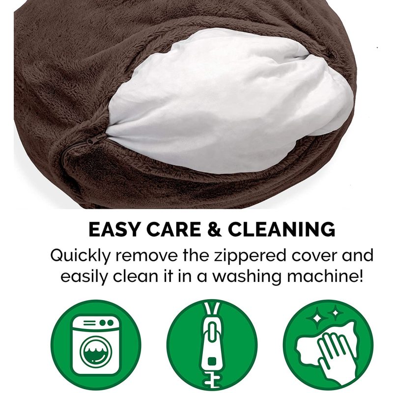 High Bolster Self Warming Beanbag Style Dog Cat Ball Bed Indoor Outdoor Calming luxurious Washable Pet Bed Mat for Dogs Cats