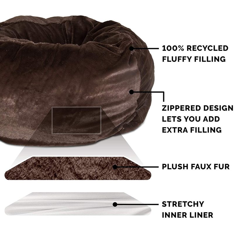 High Bolster Self Warming Beanbag Style Dog Cat Ball Bed Indoor Outdoor Calming luxurious Washable Pet Bed Mat for Dogs Cats