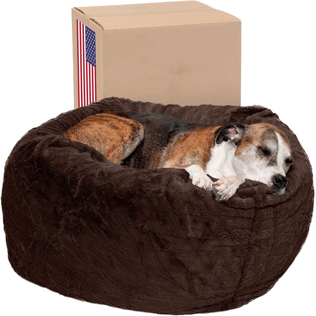 High Bolster Self Warming Beanbag Style Dog Cat Ball Bed Indoor Outdoor Calming luxurious Washable Pet Bed Mat for Dogs Cats