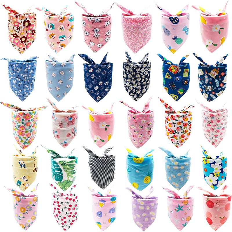 Dogs Bandanas Bulk Pet Summer Bandanas Pack Cat Kerchief Washable Triangle Bibs Head Scarves Scarfs Random Patterns for Boys an