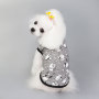 Pet Apparel Dog Clothes Dresses Vest Shirts Sundress Mustard Yellow Stripe Printed and Lace skirt